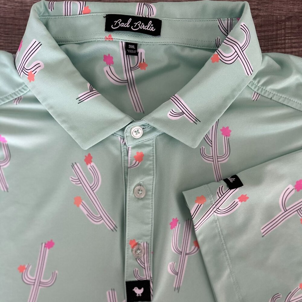 Bad Birdie Mens Performance Polo – Southwest Cactus - Authentic Bad Birdie Polo